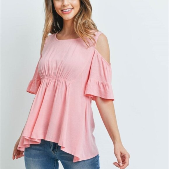 PINK COLD SHOULDER TUNIC TOP - Picture 3 of 6